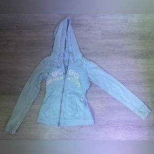 BCBGeneration, zip up sweater, XS, juniors, teal/light green